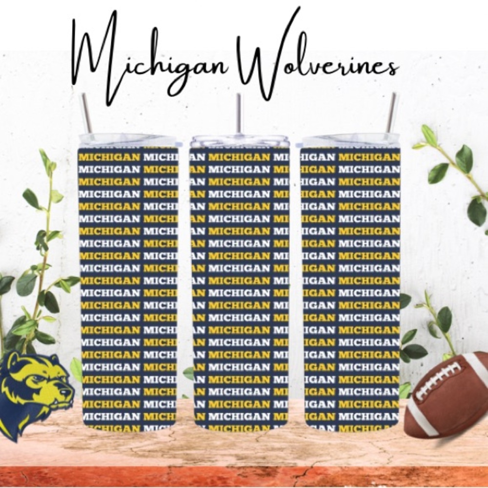Michigan Wolverines Custom 20oz Skinny Tumbler